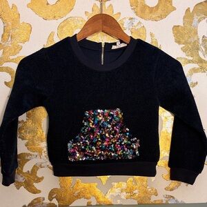 Truly me by Sara Sara Size 6x Blue Crewneck Sequin Pocket Sweater